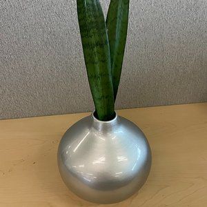 Bamboo Onion Vase 7in Silver